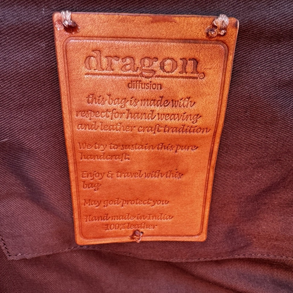 Dragon Diffusion Artisan Crafted Hand Woven Brown Leather Carryall Tote Purse - Picture 10 of 16